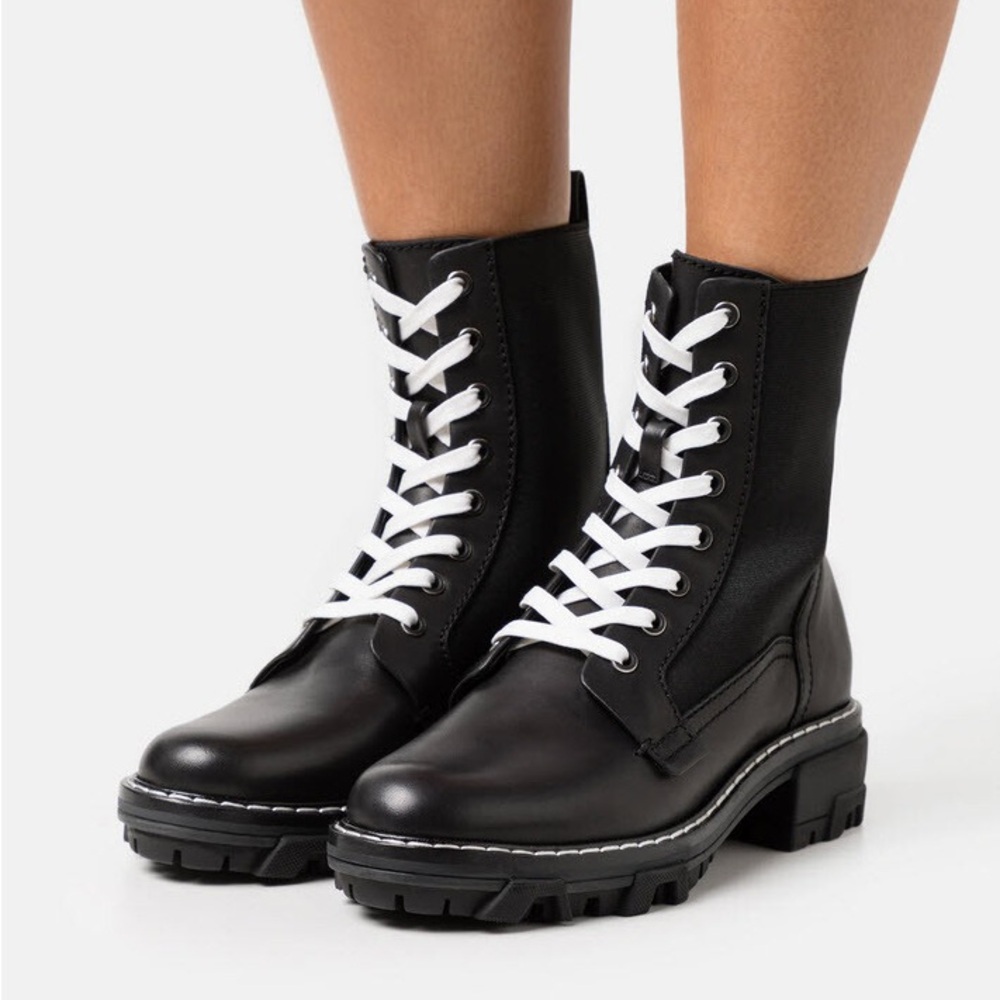 Rag & Bone Shiloh Black and White Combat Boots